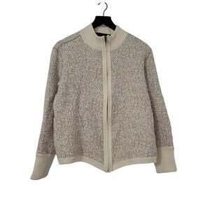 Yansi Fugel Cardigan Sweater XL Beige Neutral Zip Wool Alpaca Mohair Classic
